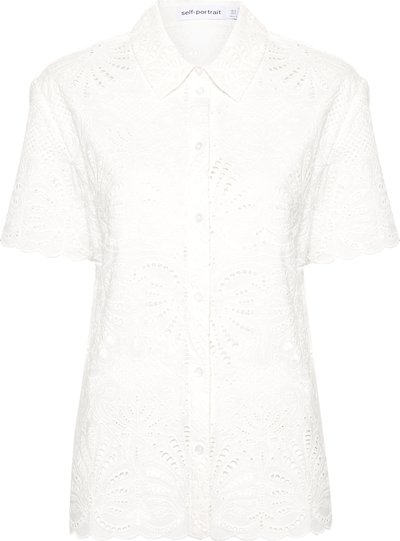 T-shirt White Cotton Embroidery Top Ss24141taw