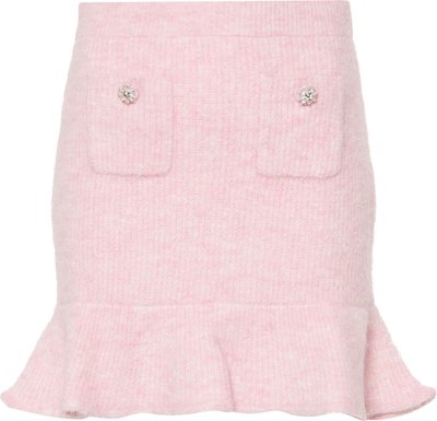 Corte Pink Fluffy Rib Knit Mini Skirt Pf24146skp