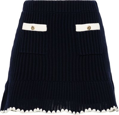 Corte Navy Crochet Contrast Trim Mini Skirt Pf24131skbl
