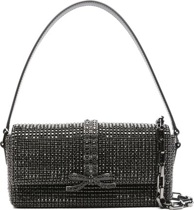 Borse a tracolla Black Rhinestone Chainmail Baguette Bag Pf24311b