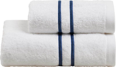 Tessili DOUBLE Set spugna viso + ospite, Bianco/Navy
