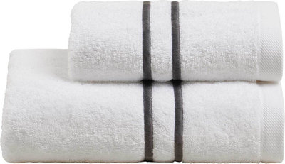 Tessili DOUBLE Set spugna viso + ospite, Bianco/Grisaglia
