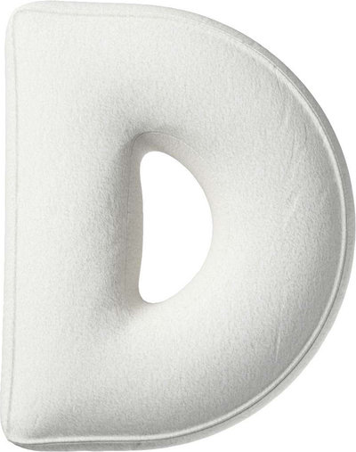 Arredo Cuscino con lettera D, 30x40 cm (Boucle) - bianco