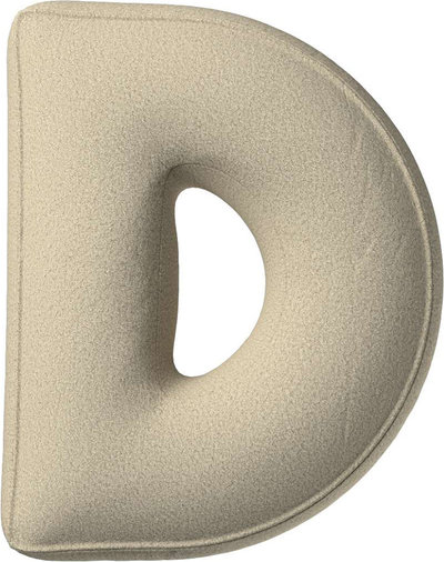Arredo Cuscino con lettera D, 30x40 cm (Boucle) - beige chiaro