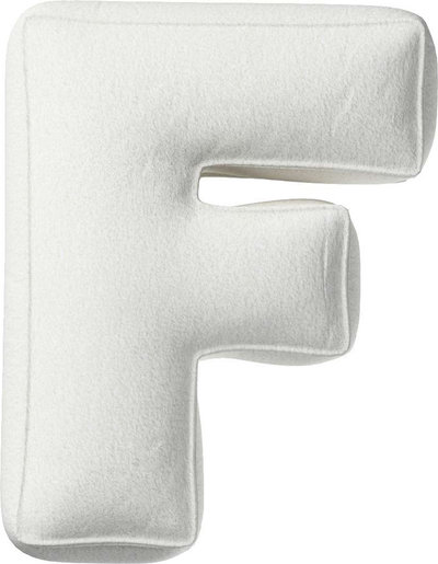 Arredo Cuscino con lettera F, 35x40 cm (Boucle) - bianco
