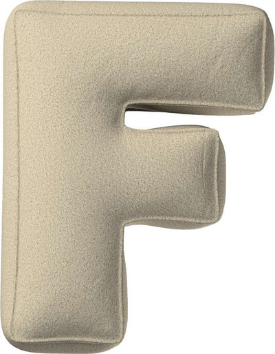 Arredo Cuscino con lettera F, 35x40 cm (Boucle) - beige chiaro