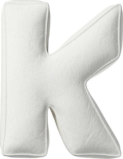 Arredo Cuscino con lettera K, 35x40 cm (Boucle) - bianco