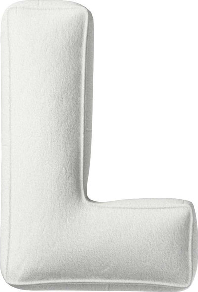 Arredo Cuscino con lettere L, 35x40 cm (Boucle) - bianco