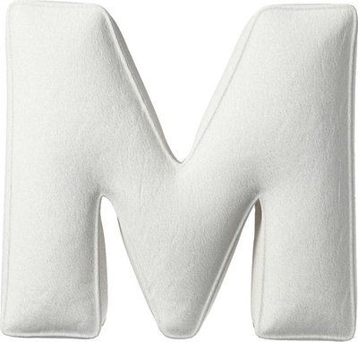 Arredo Cuscino con lettera M, 35x40 cm (Boucle) - bianco
