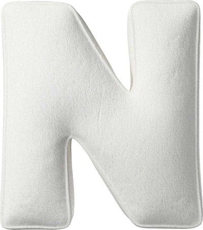 Arredo Cuscino con lettera N, 30x40 cm (Boucle) - bianco