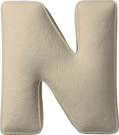 Arredo Cuscino con lettera N, 30x40 cm (Boucle) - beige chiaro