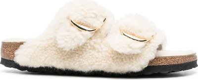 Sandali Arizona Big Buckle Shearling Teddy Eggshell 1023130