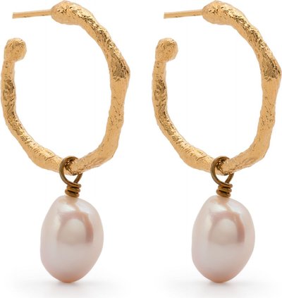 Orecchini Hoop Erarrings With Pearl Pendent 12973myjewel