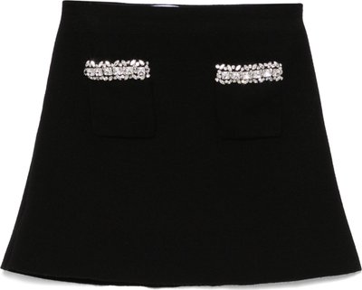 Corte Black Knit Embellished Mini Skirt Rs25102skb