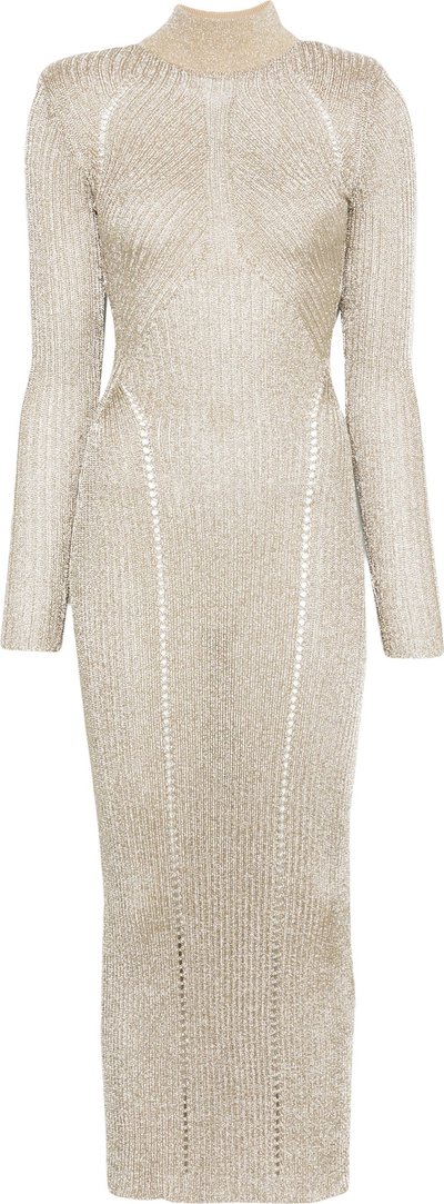 Vestiti Abito Maxi in Maglia Lurex Oro Rs25124xgd