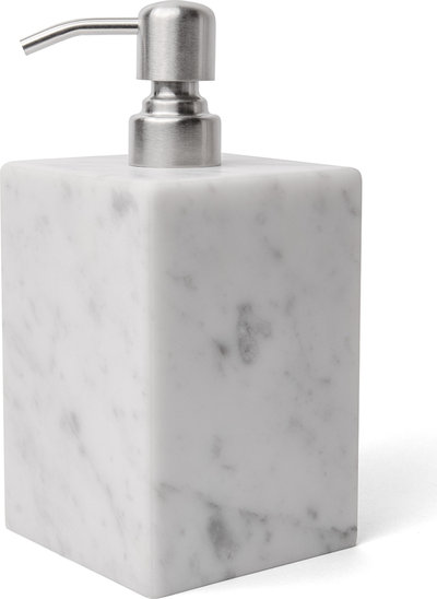 Accessori Dispenser sapone liquido bottiglia in vetro rivestito in marmo bianco di Carrara