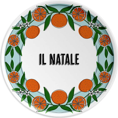 1 porcelain cake plate with IL NATALE - mandarin