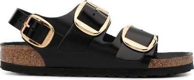 Ciabatte Milano Big Buckle Shine Black, Natural Leather 1024211