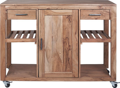 Credenze e madie Credenza postazione lavoro piano ampliabile e ruote in legno