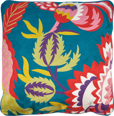 Cuscini e Fodere Cuscino fiori colorati base pavone c/interno