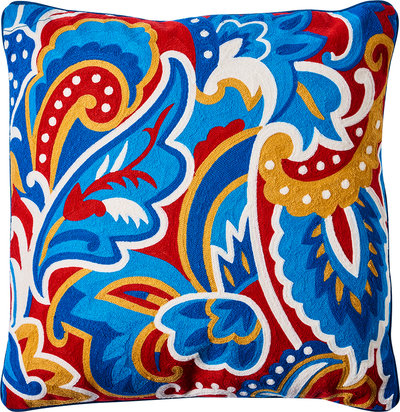 Cuscini e Fodere Embroidery - cuscino foliage blue red