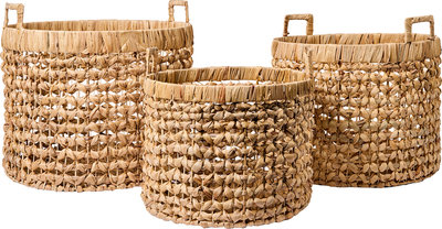 Oggetti funzionali Homemade - ceste tonde set 1/3 grandi con manici trama treccia