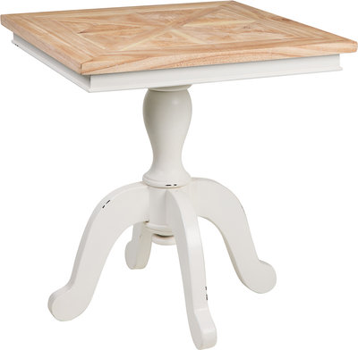 Tavoli Georgette - tavolino quadrato piano naturale gambe white vintage