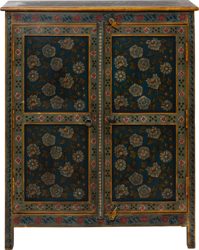 Credenze e madie Frida-credenza 2 sportelli in legno decor a mano in legno blue