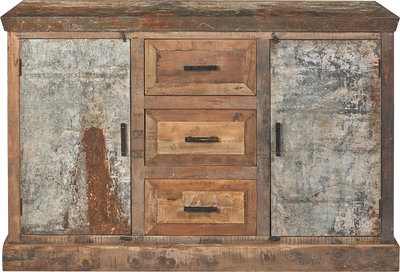 Credenze e madie Credenza 2 sportelli metallo e 3 cassetti legno recycled