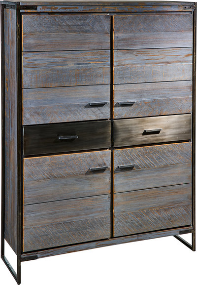 Credenze e madie Leicester - credenza alta 4 sportelli 2 cassetti grey