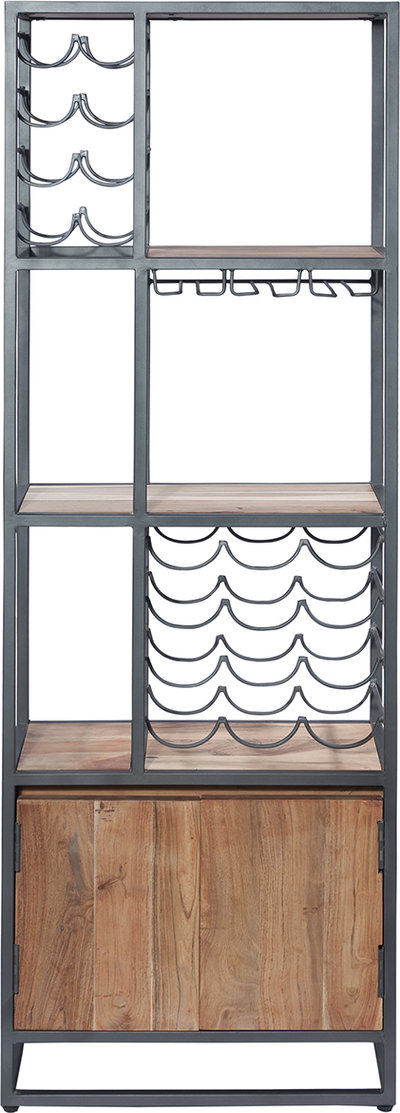 Credenze e madie Credenza portabottiglie con 2 sportelli in legno e metallo