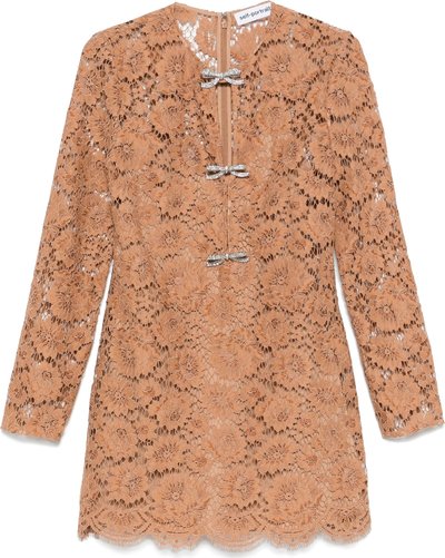 Vestiti Tan Lace Bow Mini Dress Ss25001sat
