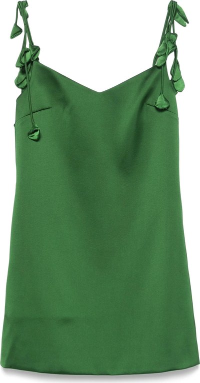 Vestiti Green Satin Flower Mini Dress Ss25084sg