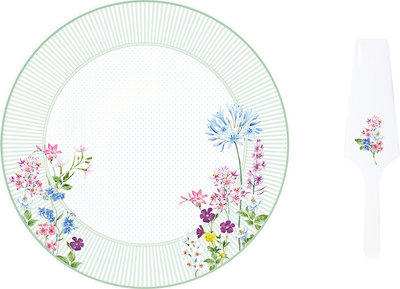 Piatti e sottopiatti Piatto torta Ø 32 cm con paletta in porcellana in color box FLORAISON