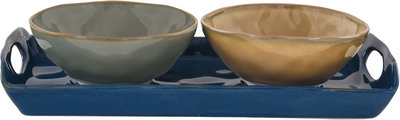 Ciotole e contenitori Set vassoio 28x14 cm con 2 ciotole in porcellana Ø 12 cm INTERNI