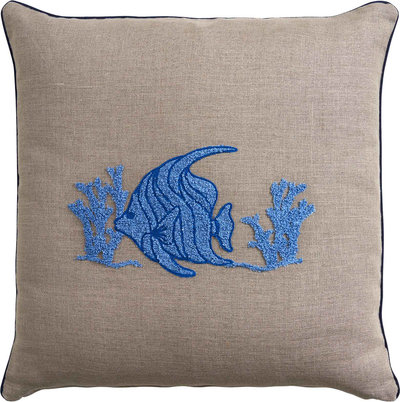 Cuscini e Fodere PAROS Cuscino Arredo, Naturale/Blu, 45x45