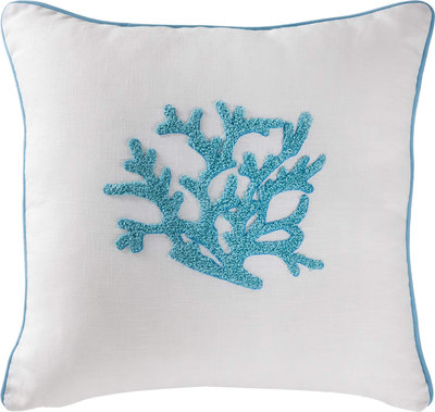 Cuscini e Fodere ZANTE Cuscino Arredo, Bianco/Turchese, 45x45