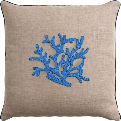 Cuscini e Fodere ZANTE Cuscino Arredo, Naturale/Blu, 45x45