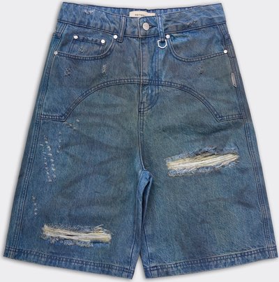 Shorts Denim Painted Artisan Washed Blu