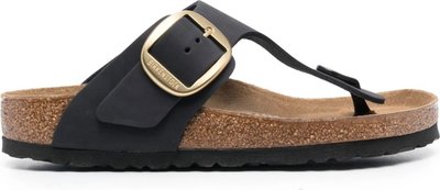 Ciabatte Gizeh Big Buckle Black, Nubuck Leather 1024019