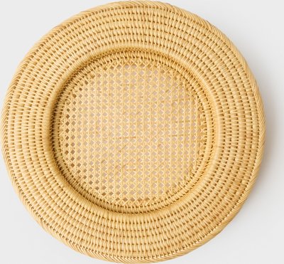 Accessori Vassoio Rotondo in Sabbia Intrecciata