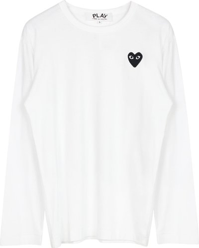 Canotte Black Heart Logo ls T-shirt White