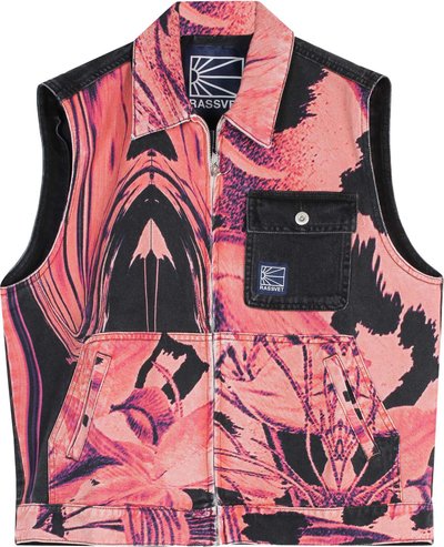 Giubbotti Floral Print Denim Vest