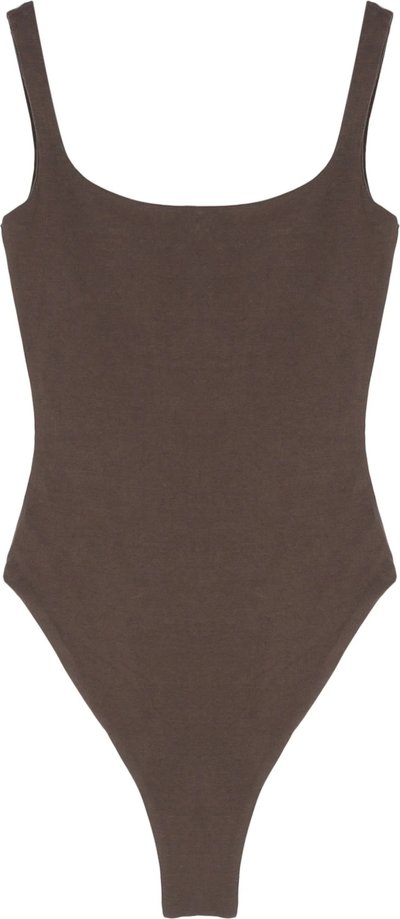 Body Square Neck Bodysuit - Cotton Spandex Brunette
