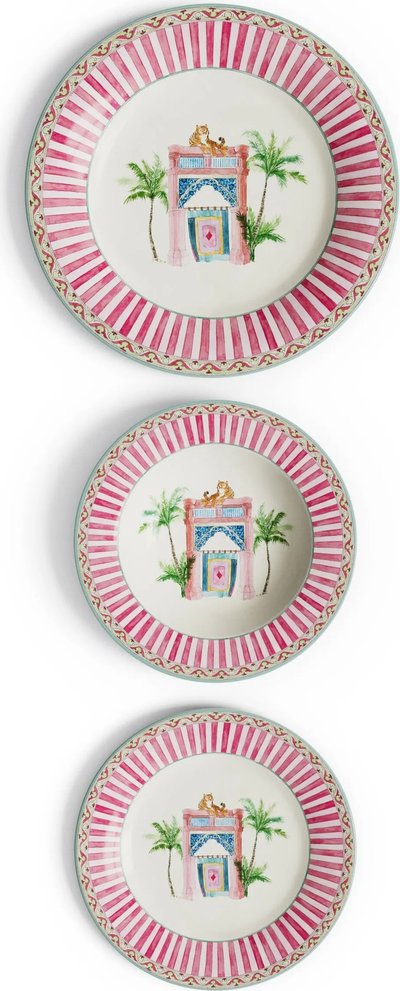 Piatti e sottopiatti Set di Piatti in Porcellana da 3 Sariska Rosa Unica