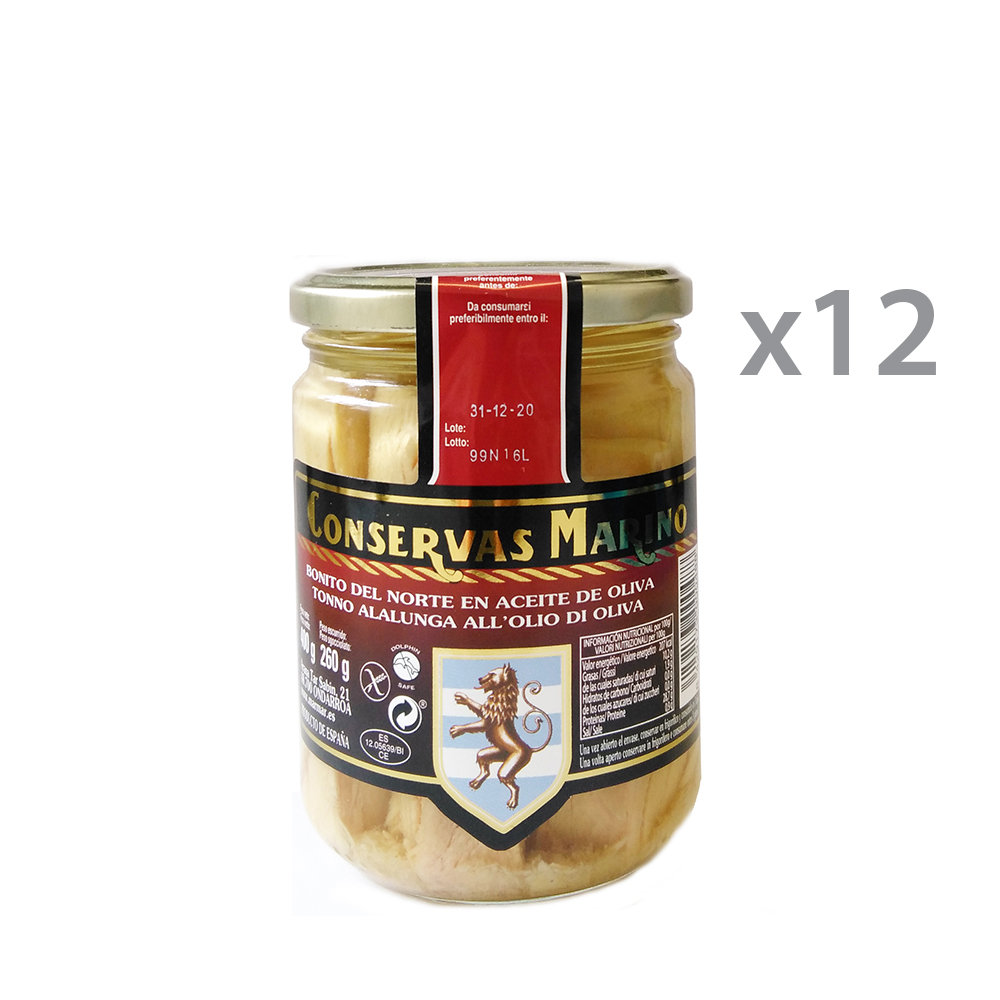 12 vasetti - Filetti di Tonno Alalunga in Olio di Oliva 400 gr