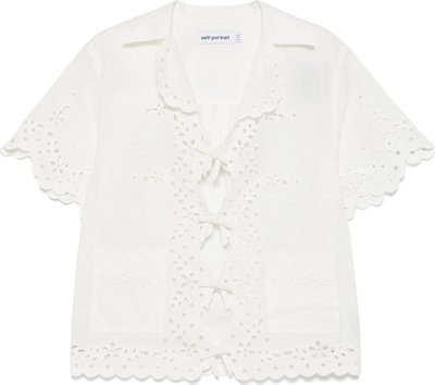 Camicie Cream Linen Embroidered Shirt