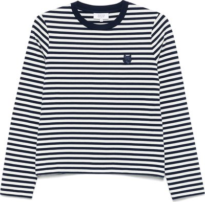 T-shirt Bold Fox Head Patch Multi Stripes Regular ls Tee-shirt