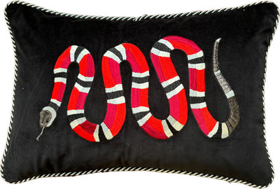 Cuscini e Fodere Cuscino in Velluto Ricamato-serpente b