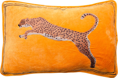 Cuscini e Fodere Cuscino in Velluto Ricamato-leopardo